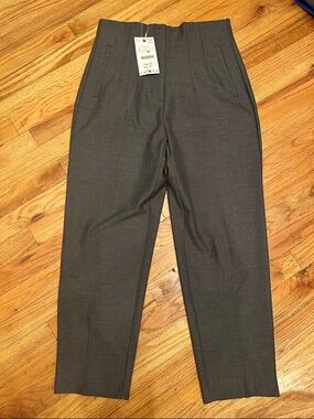 Zara Women's Tailored Gray High-Waist Dress Pants